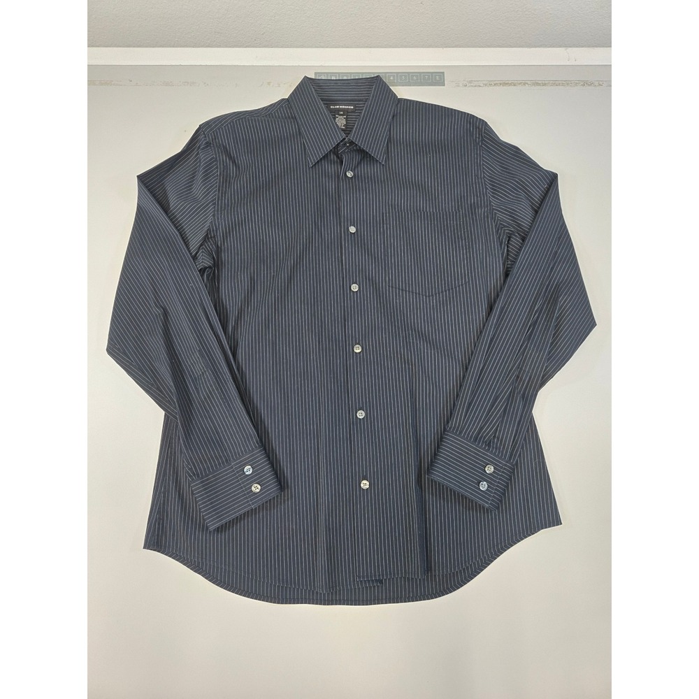 Club Monaco Mens Black White Pinstripe Button Down Shirt L 01070112X Long Sleeve